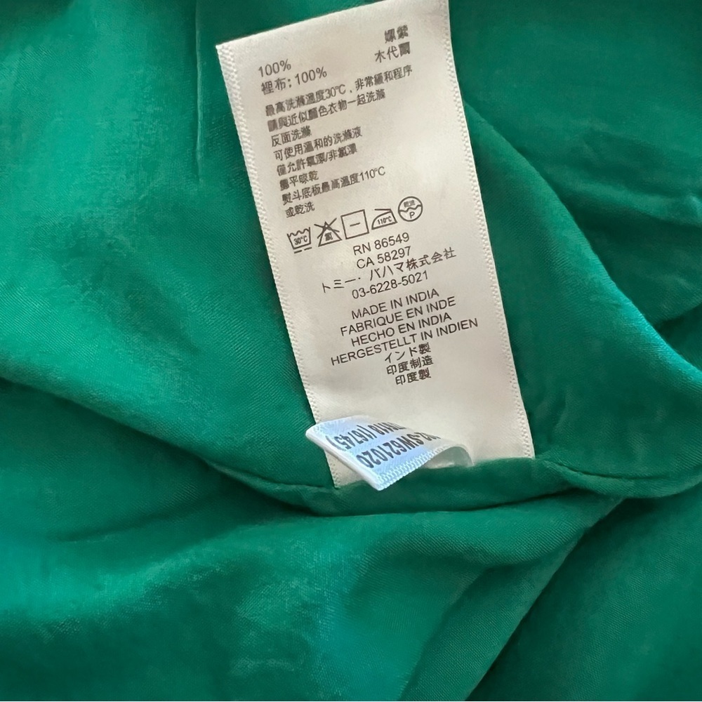 Tommy Bahama Green Caicos Crinkle Off The Shoulder Elastic Waist Women's Dress - Picture 5 of 6